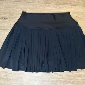 CRZ YOGA- Pleated Black Women's Skirt with shorts- Classic A-Line Style